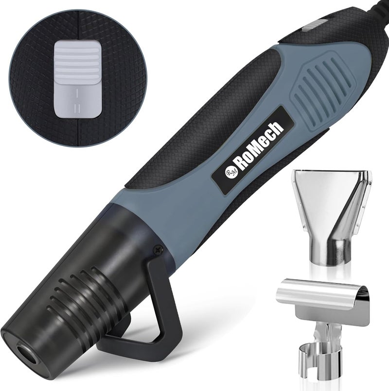 ROMECH 350W Heat Gun with 2 Nozzles, Dual Temp Heat Gun 400°F-660°F, Fast Heat Hot Air Gun with Overload Protection for DIY Craft Embossing Shrink Wrapping (Blue) - Image 1